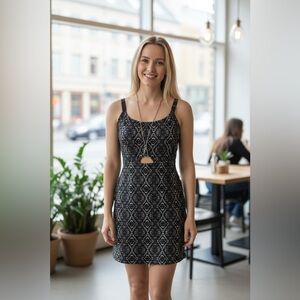 Black and White Geometric Women's Dress 👗